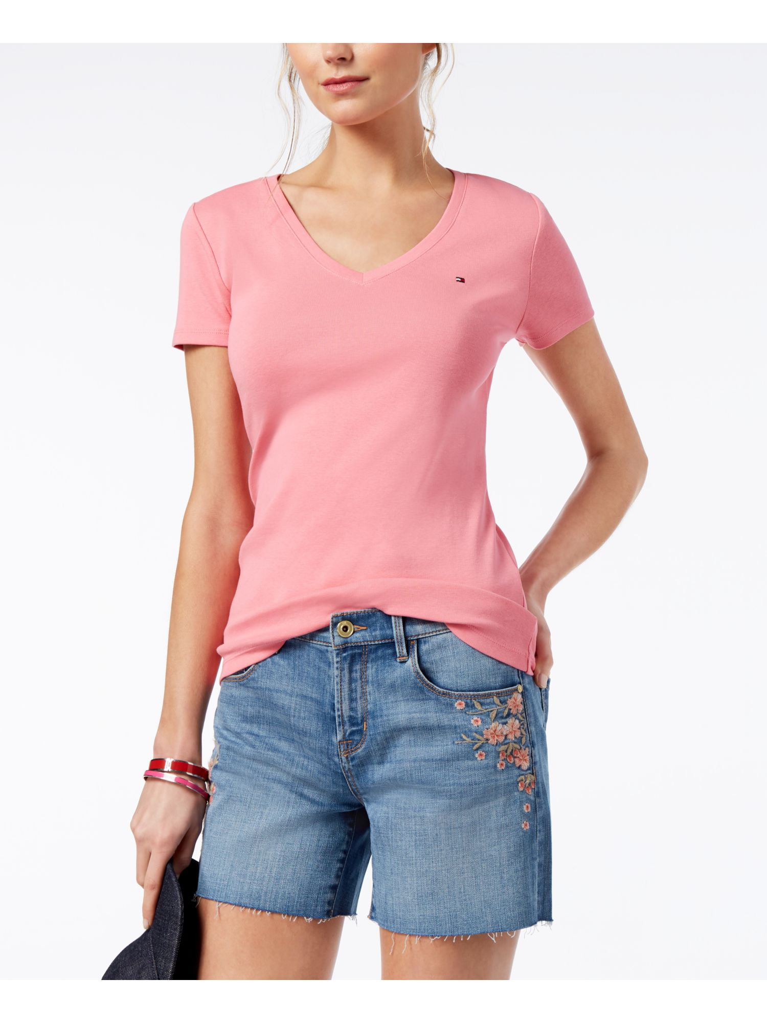 Tommy Hilfiger Womens V-Neck Short Sleeve T-Shirt 