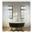 thumbnail image 2 of Antique Decor Shower Curtain Set, Retro Bathtub In Luxurious Modern Room Interior Hardwood Classics Space Design, Bathroom Accessories, 69W X 70L Inches, By Ambesonne, 2 of 2