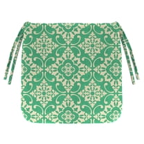 Jordan Manufacturing 16" x 16" Scampi Emerald Green Medallion Square Outdoor Chair Pad Seat Cushion with Ties