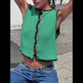 thumbnail image 4 of Suéter Sin Mangas para Mujer, Camiseta Sin Mangas con Botones, Cárdigan Corto de Punto para y Verano 2025 Verde L, 4 of 8