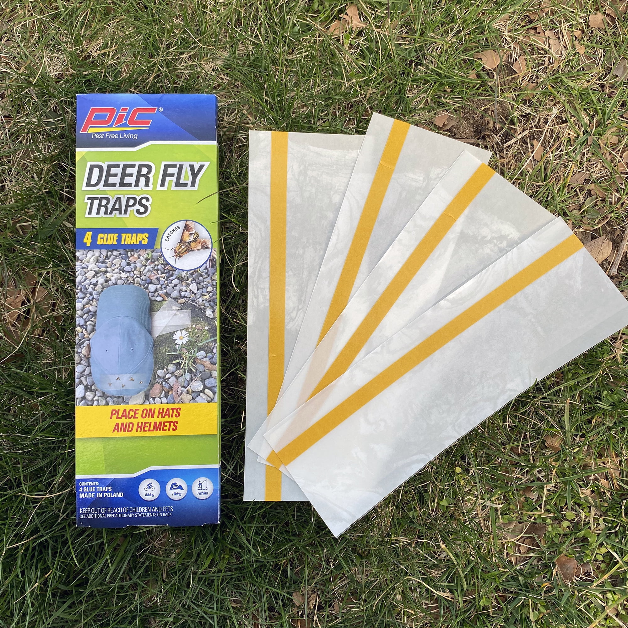 PIC Deer Fly Trap, 4 Count, Clear Adhesive Trap for Catching Deer Flies, Non-Toxic Pest Control
