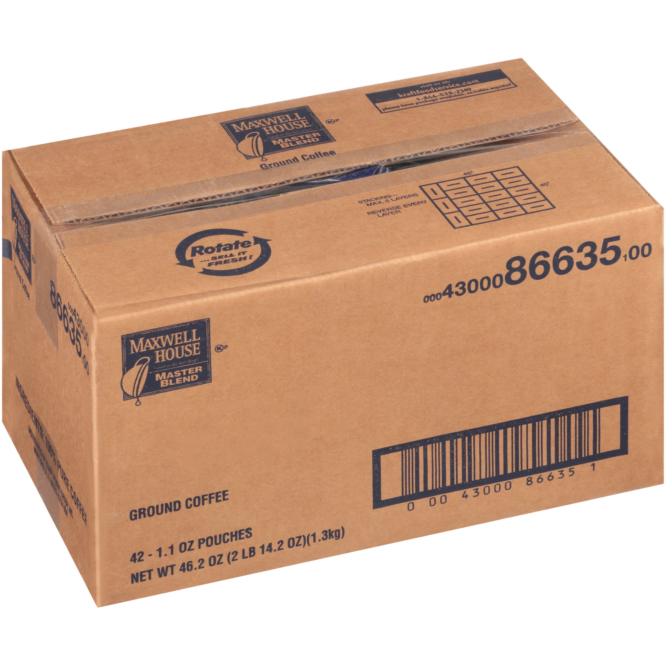 Maxwell House Master Blend Ground Coffee, 1.1 oz. Packets, 42 per Case
