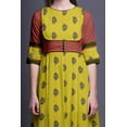 thumbnail image 5 of Bimba Yellow Leaves & Floral Block Printed Anarkali Dress For Women Long Flared Indian Kurti Chic Style Kurta-X-Large, 5 of 6