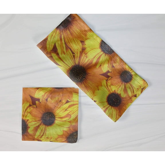 Cotton Sunflowers and Tavern Check Napkins 18"X18"