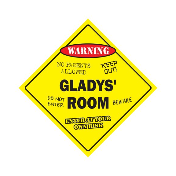 Gladys' Room Sign Crossing Zone Xing | Indoor/Outdoor | 14" Tall kids bedroom decor door children's name boy girl