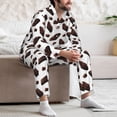 thumbnail image 5 of Mens Pajamas Set, Dark Brown Chocolate Print Button Down Long Sleeve Loungewear Sleepwear Pjs sets for Men, 5 of 5