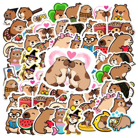 35pcs Cute Capybara Stickers Cartoon Animal Stickers Playful DIY Stickers for Luggage Notebooks Phone
