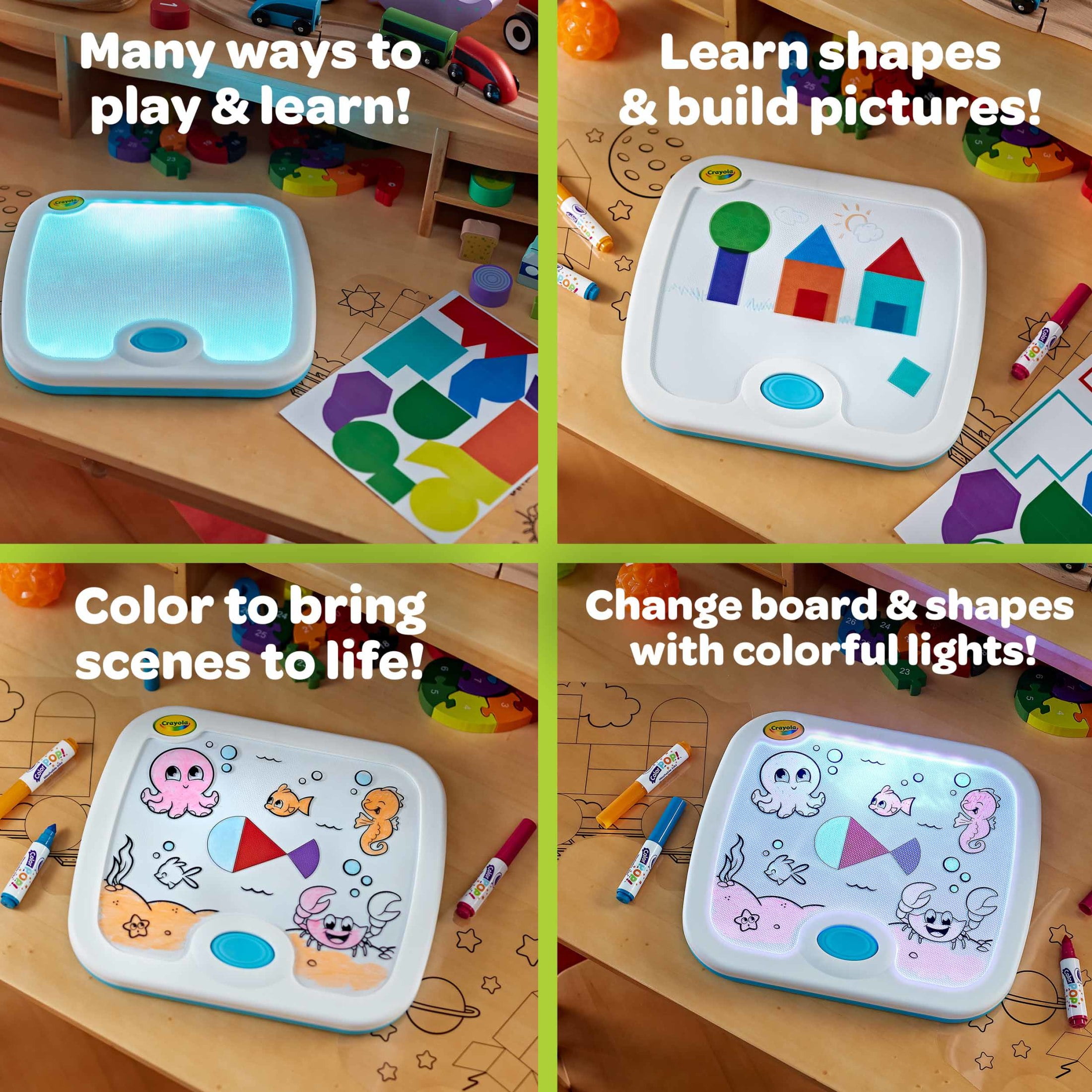 Crayola Light Up Activity Board, Crafts for Toddlers and Kids, Educational Toy for Kids, Gift, Ages 3, 4, 5, 6