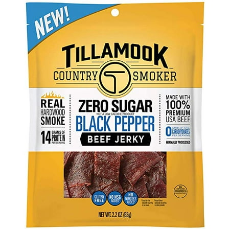 - Tillamook Country Smoker Zero Sugar Black Pepper Beef Jerky
