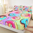 thumbnail image 3 of jejeloiu 3D Cartoon Donut Twin Sheet Sets,Colorful Sweet Dessert Twin Fitted Sheet,Rainbow Geometric Stripe Flat Sheet For Girls Teens,Super Cozy Room Decor,3 Pieces, 3 of 7