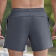 thumbnail image 5 of WRKEKC Summer Shorts for Men Solid Color Fashion Simple Pocket Drawstring Waist Loose Leather Label Shorts 5-Inch with Casual Style, 5 of 9