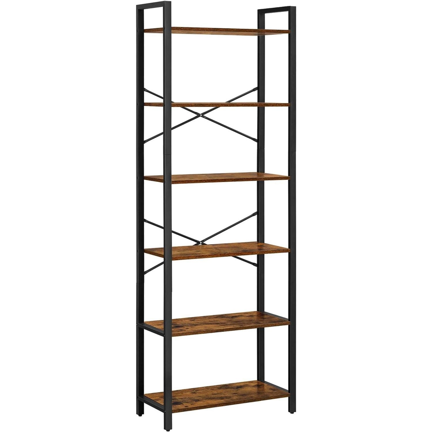 Boutique Home 6-Tier Bookcase Storage Shelf Steel Frame Ideal for Living Room Study Office Hallway
