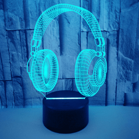 

Headphones 3D Night Light 16 Colors 7 Colors with Touch Remote Control 3D Illusion Lamp for Boys Girls --- Black Seat