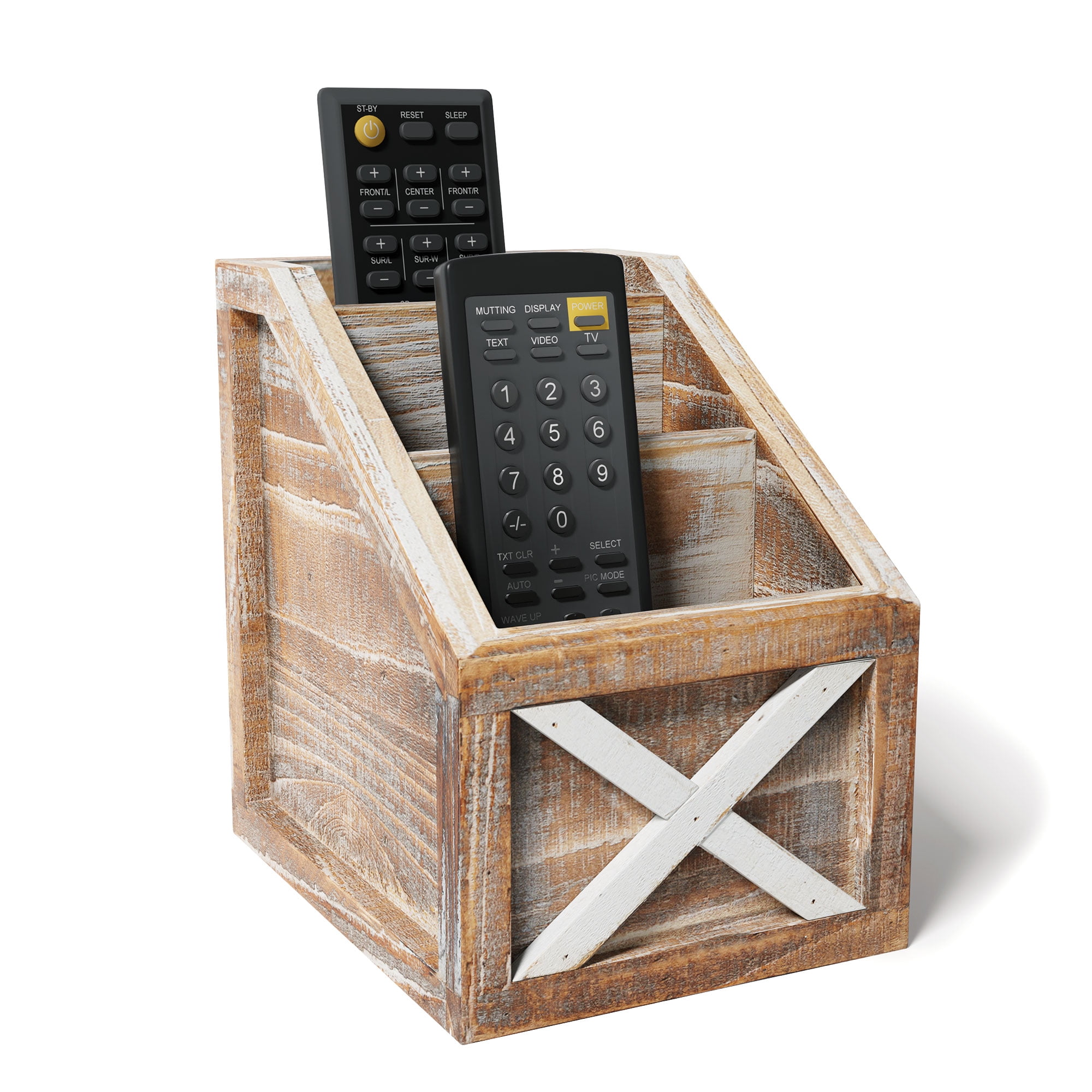 Barnyard Designs Rustic Vintage Wooden Desk Organizer Remotes Caddy