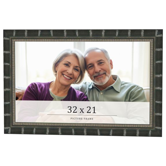 32x21 Frame Black Bamboo Solid Wood Picture Frame Width 1.5 Inches | Interior Frame Depth 0.5
