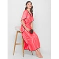 thumbnail image 2 of DWEEP SARA Caftan Uni en Satin Rouge et Rouge Pâle, Nuisette Courte à Manches Kimono, Vêtement de Nuit pour Femmes, Robe de Nuit, 2 of 6