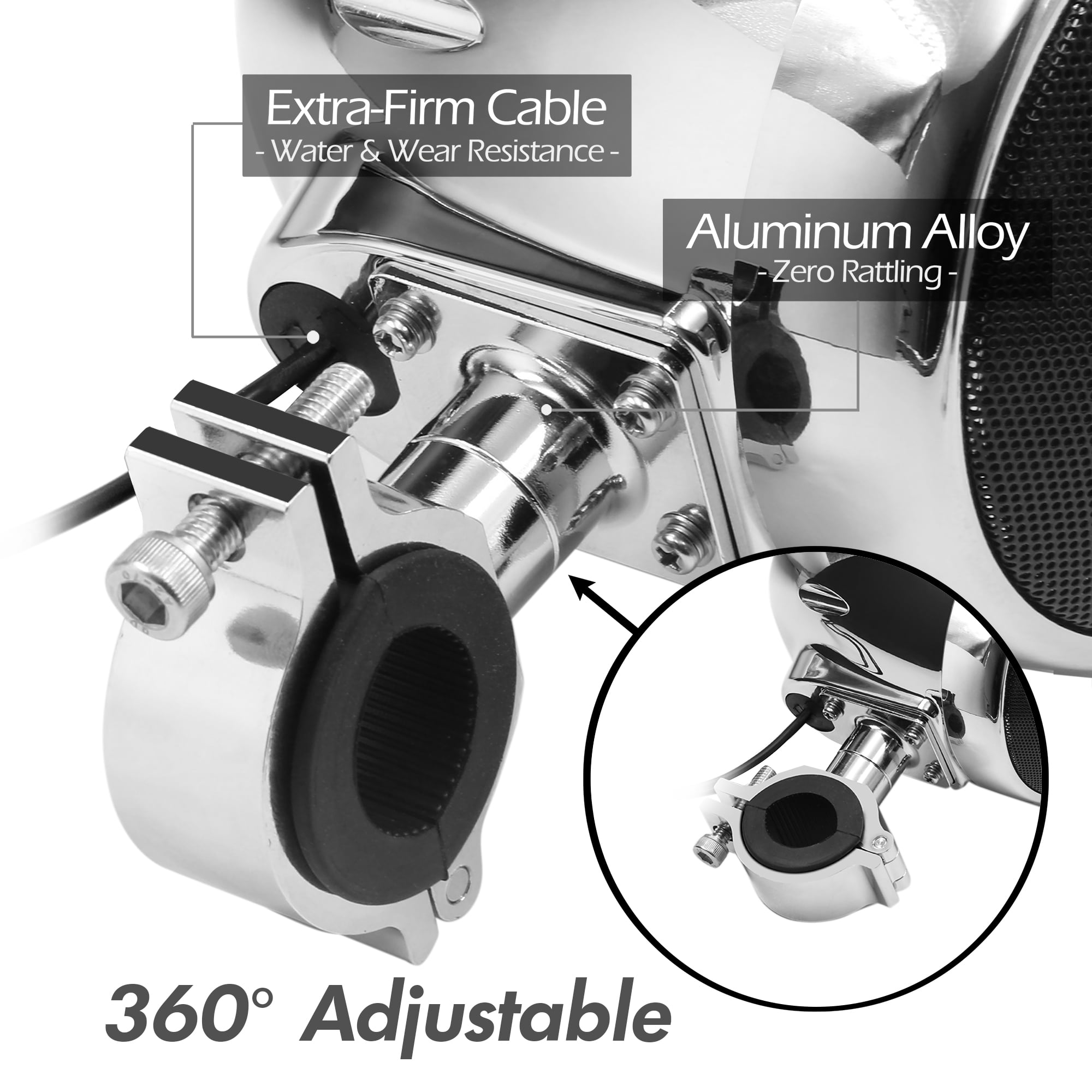 GoHawk 4" Waterproof Motorcycle Bluetooth Speakers Stereo Amplifier Audio System Harley ATV FM Radio