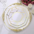 thumbnail image 5 of Efavormart 10 Pack | 10" White / Gold Geometric Design Plastic Dessert Plates, Disposable Octagon Salad/Appetizer Party Plates, 5 of 11