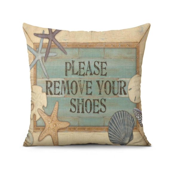 Blue Coastal Charm: Set of 2 Nautical 20x20 inch Pillow Covers - Ocean Beach Themed Seashell Coral Starfish Design.