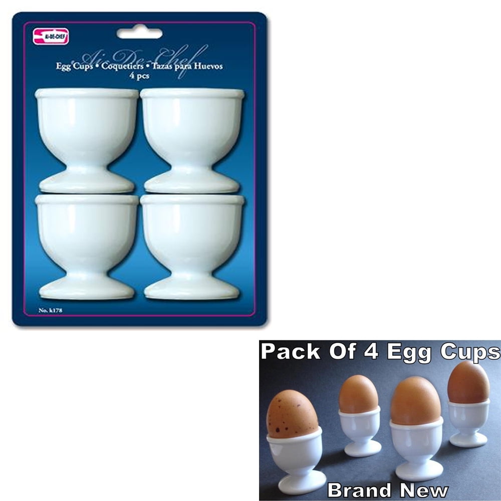 Egg Cups Set 4 PC Poached Hard Boiled Breakfast White Save Kitchen Hot