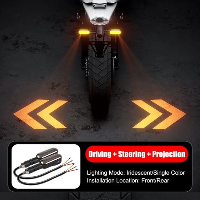 Motorcycle LED Projection Turn Signal Light, 27 Light Modes, Waterproof & High Brightness, with Turn Signal & Projector Function for Electric Motorcycles