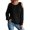 Black, variant on Waffle Knit Cold Shoulder Sweaters for Women Back Button Crew Neck Long Sleeve Shirts Loose Fit Casual Knitwear Knit Pullovers Jumper Lightweight Fashion Going Out T Shirt Top Wh2 Xl