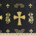 thumbnail image 3 of Metallic Clerical Church Cross Brocade Fabric 58/60" Wide Sold By The Yard Many Colors (Black / Gold) (5 Yard), 3 of 3