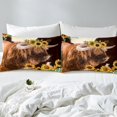 thumbnail image 6 of Highland Cow Duvet Cover King Brown Cowhide Beddding For Adult Teens Kids Sunflower And Farm Animals Bed Sets Cow Print Comforter Cover Western Home Decor Cow Print 3Pcs Quilt Cover, White Brown, 6 of 6