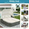 thumbnail image 3 of 6 Piece Patio Wicker Furniture, Outdoor Daybed Sunbed with Retractable Canopy, Conversation Sofa Set, PE Rattan Sectional Seating with Ottomans, for Patio Backyard Porch Poolside, Beige, D7909, 3 of 13