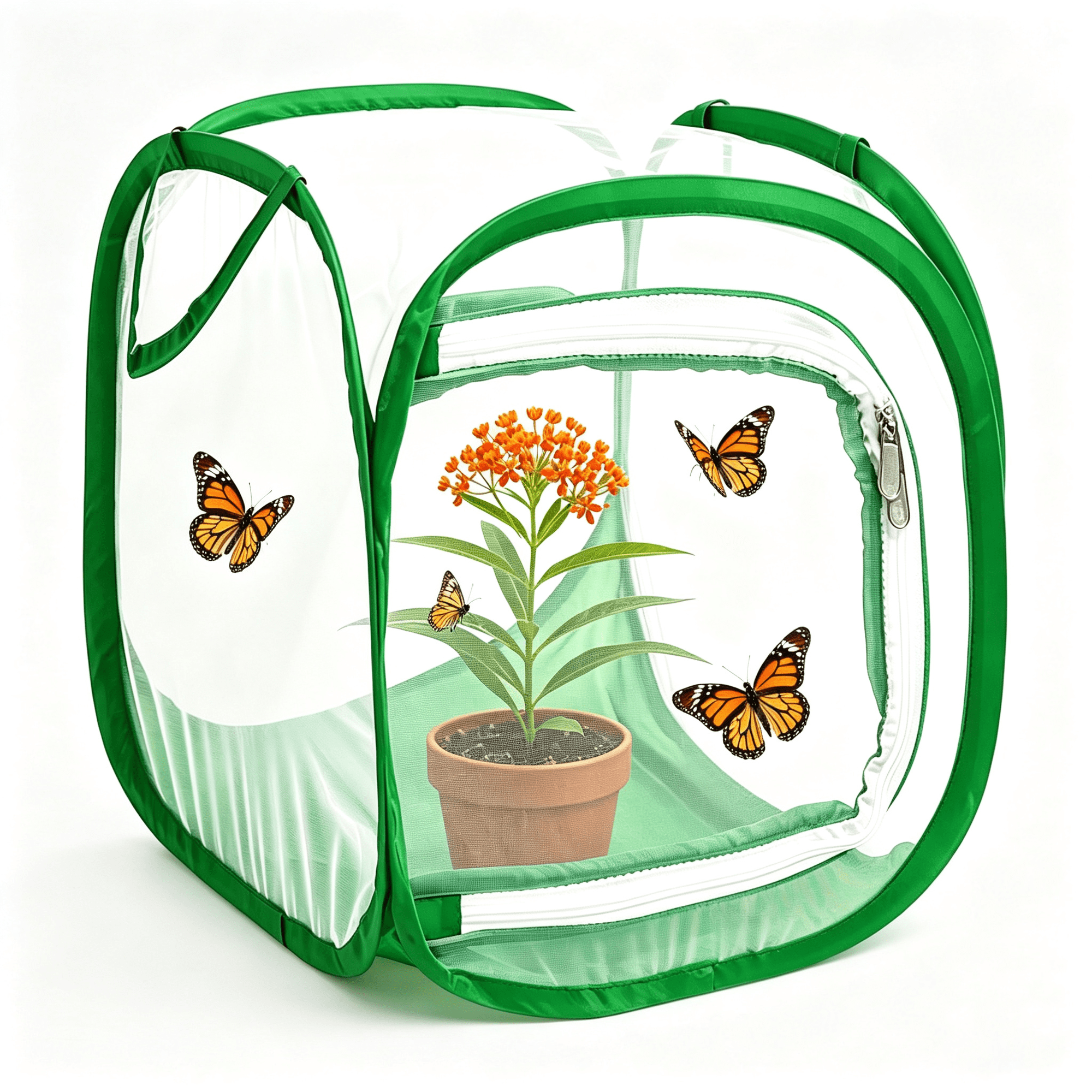 MISSMILE Butterfly House Habitat Insect Cage Clear See through Pop-Up Collapsible Butterfly Enclosure-Small 12 X12 X12 Clear See through Pop-Up Collapsible Butterfly House