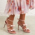 thumbnail image 4 of XYD Women Triple Bow T-Strap Sandals Open Toe Ankle Strap Stiletto High Heels Sexy Party Evening Bridal Shoes Size 13.5 Pink, 4 of 4