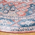 thumbnail image 3 of SAFAVIEH Arizona Reannon Oriental Polyester Machine Washable Area Rug, Blue/Rust, 6' x 6' Round, 3 of 7