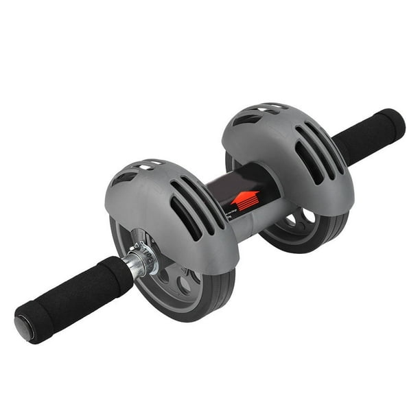 Sistema de entrenamiento con rodillo doble para abdominales, ejercitador de músculos abdominales, equipo de fitness para el hogar, color gris