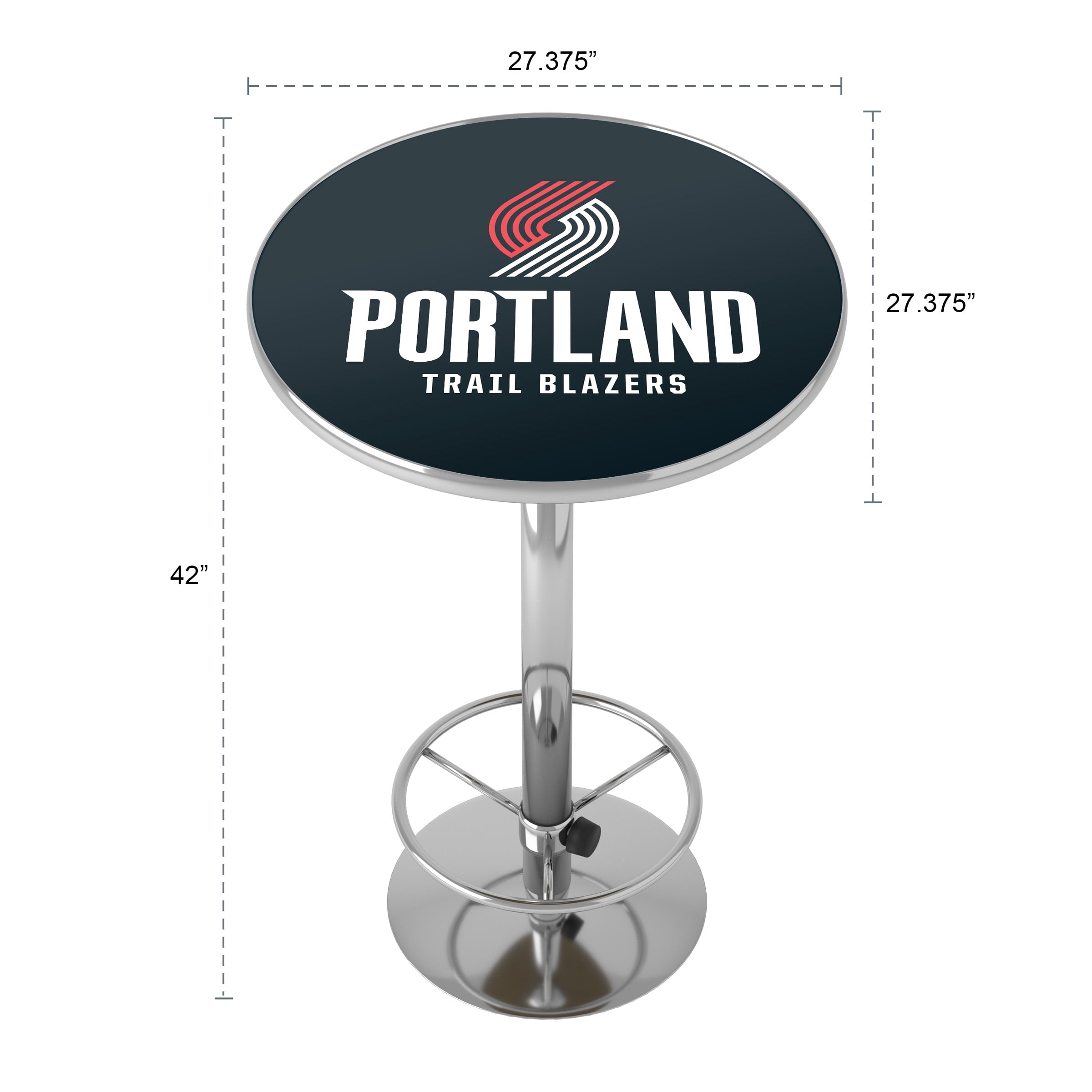 Portland Trail Blazers Logo Bar Table with Adjustable Footrest and Acrylic Top