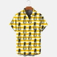 thumbnail image 4 of hopeusnice Men's Summer Shirt Pineapple Print Short Sleeve Lapel Beach Button Down Hawaiian Shirt Tops Yellow M, 4 of 5