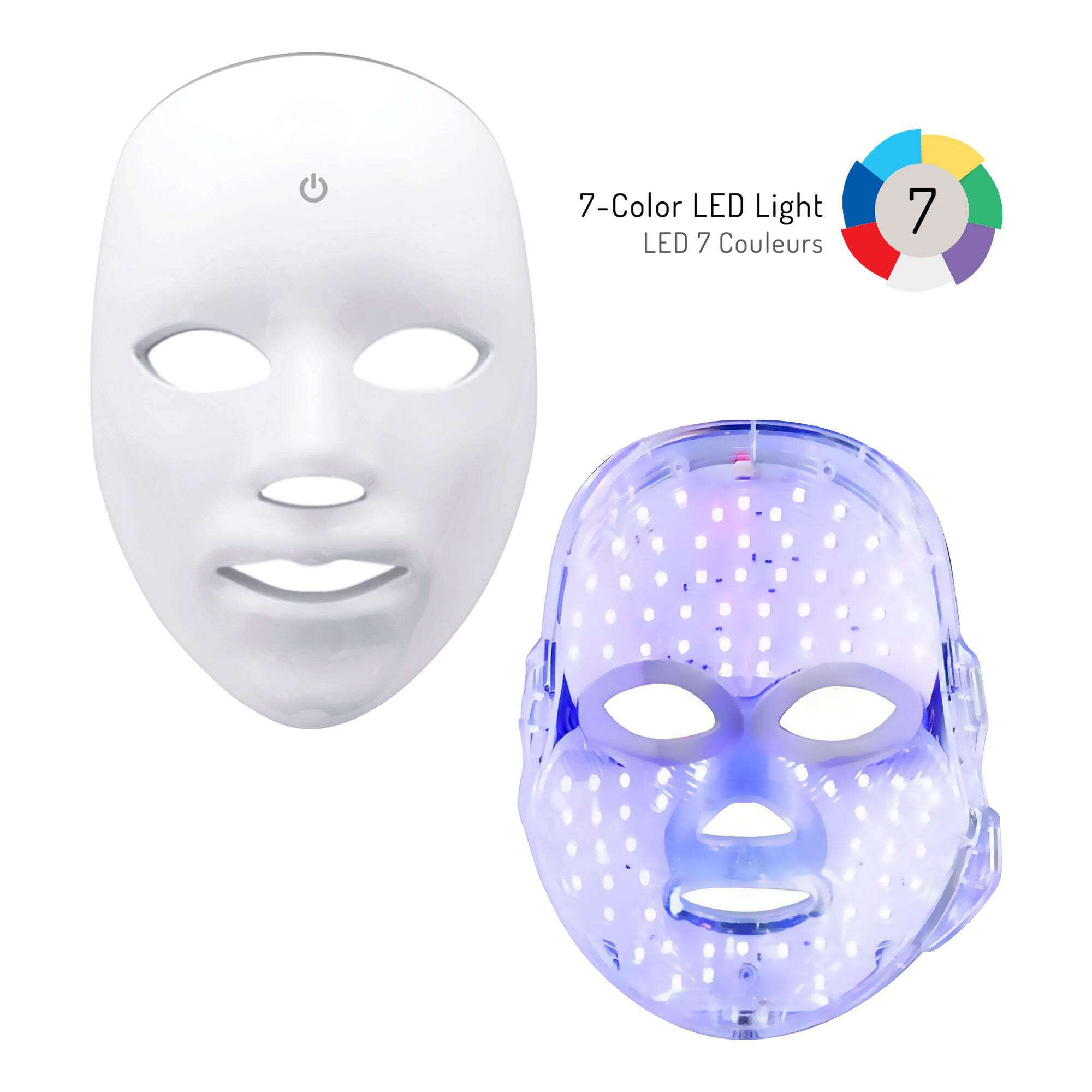 7 in 1 LED Light Face Mask with 7 Color Modes, Skin Beauty Device, White
