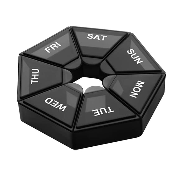 Wswqop Weekly Pill Organizer 7 Sided Pill Container Small Pill Case Storage Case Tablet Black