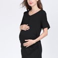 thumbnail image 6 of Zwiiyzr 2025 Women's Solid Color & Floral Side Ruch Maternity Dress/Short Sleeve Bodycon Dress Baby Shower Daily Wear Black-2XL, 6 of 9