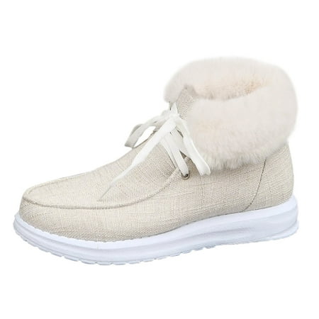 

Boots for Women Snow Boots Ladies Warm Booties Casual Shoes Cotton Boots Winter Boots Women Snow Boots Canvas Beige