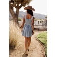 thumbnail image 4 of Western U-Neck Sleeveless Stretch Denim Slip Dress, Zipper Bodycon Dress for Daily Outdoor, 4 of 6