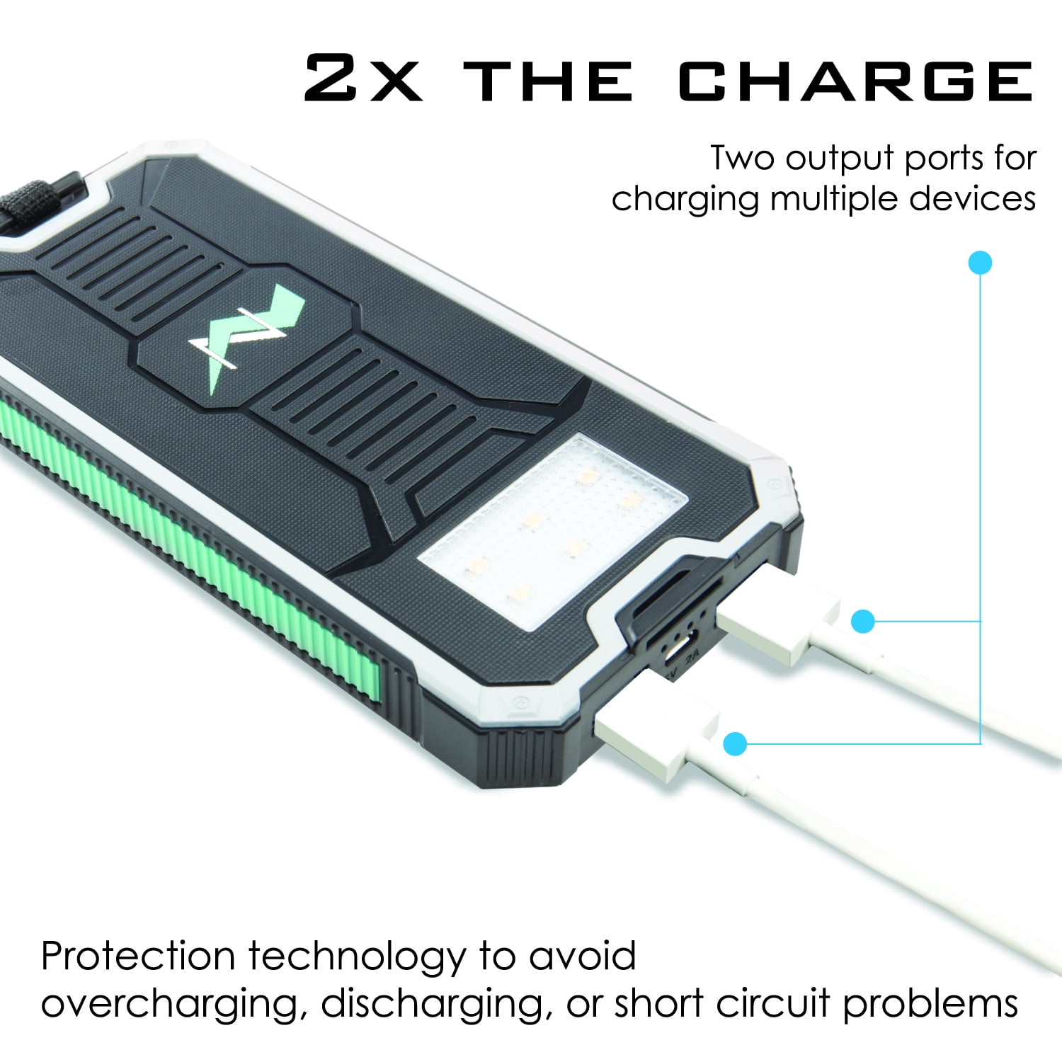 Zunammy ZBank 12000mAh Solar Power Bank Battery Charger with Flashlight&nbsp;