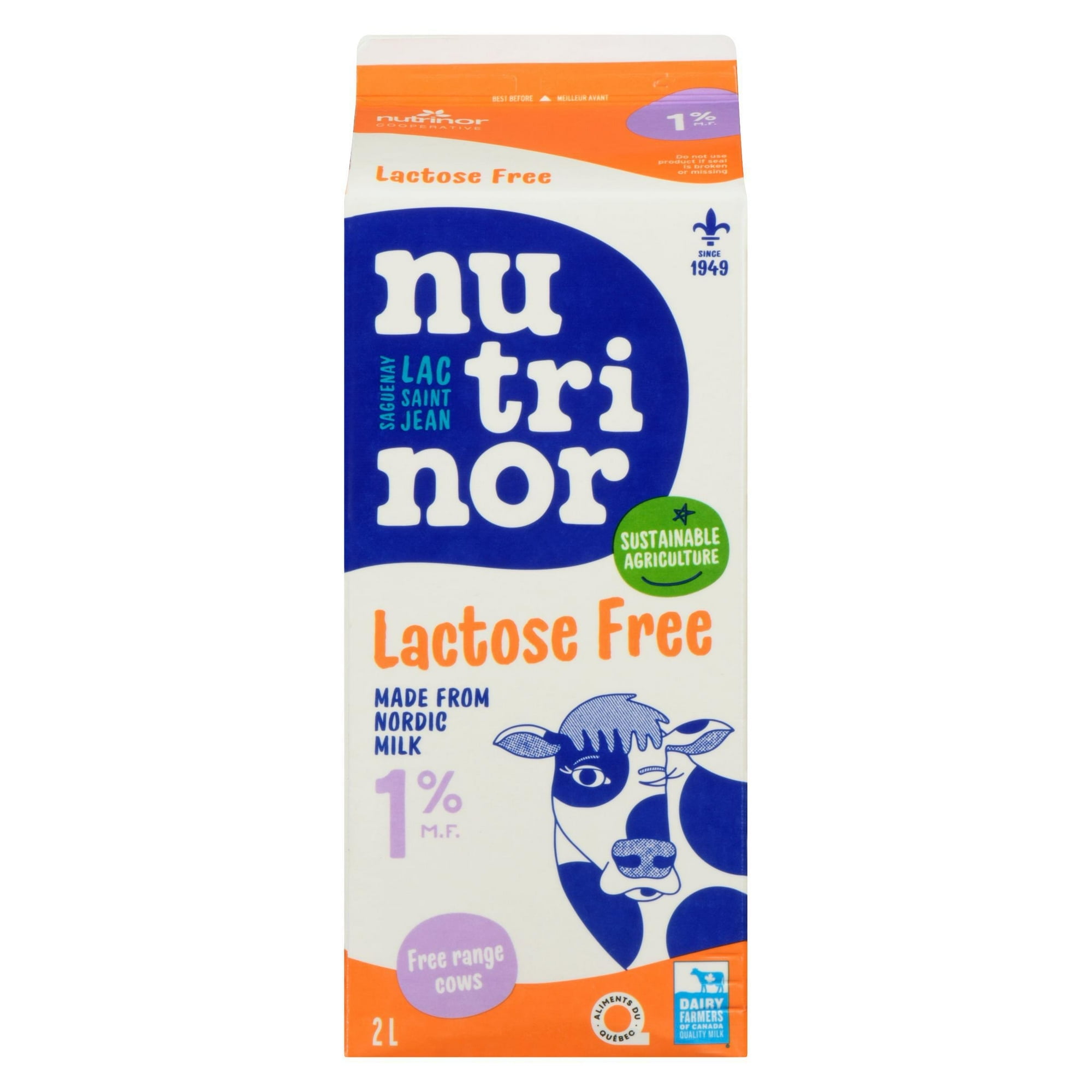 2L Lait sans lactose 1% Nutrinor Fait de lait Nordique