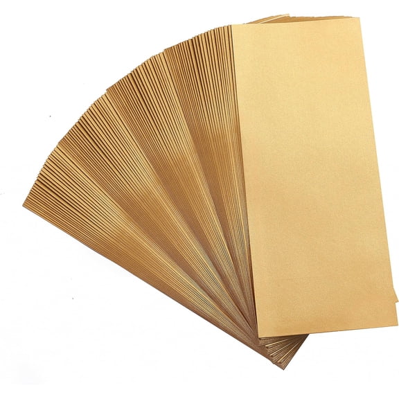 100 Pack Gold Metallic rectangle Envelopes, Printable Business Envelopes for Corporate Letters, Legal Documents, Checks, Letterhead and Invoices(9.5 x 4.1in) (Gold)