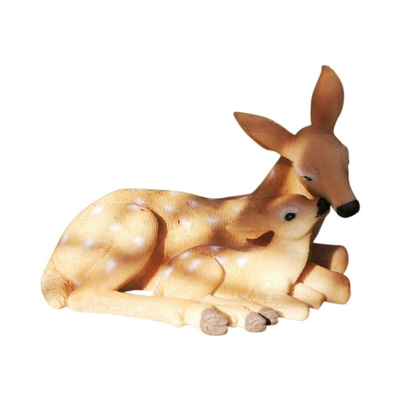 CuiLiyq Christmas Deer Figurines, Resin Christmas Deer Sitting Ornaments, for Indoor Home Holiday Party Mantle Cabinet Desktop Office (Brown)