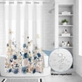 thumbnail image 2 of No Hook Shower Curtain, Navy Blue Spring Floral Shower Curtains for Bathroom with See Through Top Window, Elegant Pastoral Flowers Watercolor Waterproof & Washable Bath Curtain Stand Up Stall 36"x72", 2 of 9