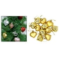 thumbnail image 3 of 12 piezas de adornos navideños con forma de corazón y purpurina para colgar en el árbol. dorado, 3 of 9