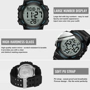 Mens Digital Sports Watch With Stopwatch/Alarm/Dual Time/ LED Backlight Outdoor Sports Waterproof Watch PU Strap Gifts for Man Christmas Gifts