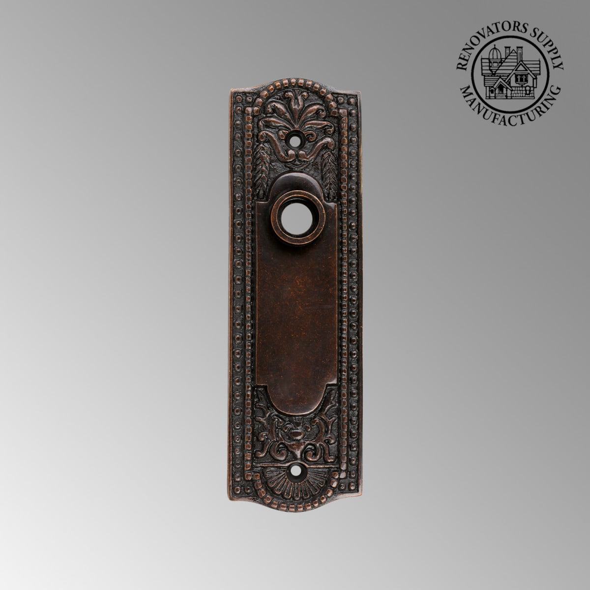 Door Back Plate Oil Rubbed Bronze Solid Brass Beaded Without Keyhole 7 1/4" H