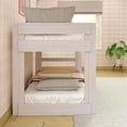 Max & Lily Twin Over Twin Low Bunk Bed, Modern Farmhouse Wooden Bunk Beds for Kids, White Wash