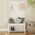 thumbnail image 2 of Woven Paths Scandi Farmhouse Entryway Hall Tree Bench, Ivory Oak, 2 of 9